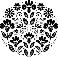Folk Floral Mandala Vector Design
