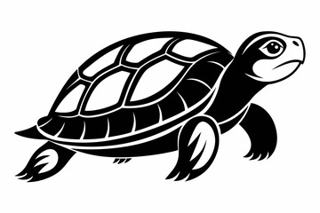 turtle silhouette line art vector illustration