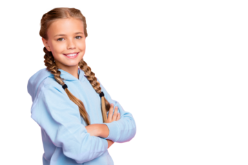 Photo of cheerful positive cute nice girl smiling toothily beaming with hands folded isolated near empty space over pink pastel color background