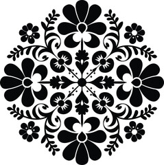 Folk Floral Mandala Vector Design