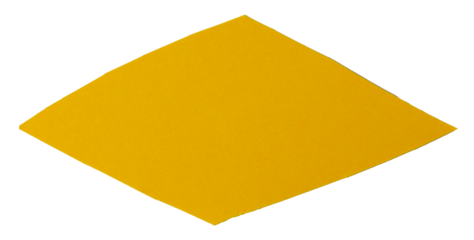 Isolated green rhombus made of matte paper on white background