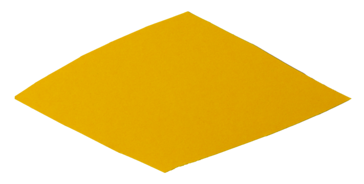 Isolated green rhombus made of matte paper on white background