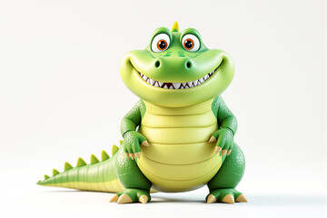 Fototapeta premium Cute cartoon crocodile with big eyes and a friendly smile.
