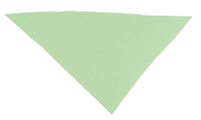 Isolated light green triangle made of matte paper on white background