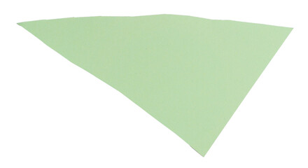 Isolated light green triangle made of matte paper on white background