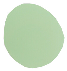 Isolated light green circle made of matte paper on white background