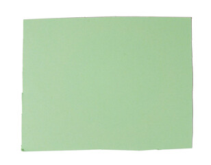 Isolated light green rectangle of matte paper on white background