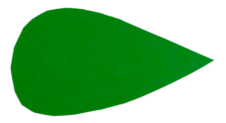 Isolated green oval made of matte paper on white background