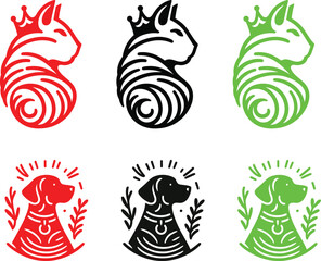silhouette, dog illustrations, stylized canine figures, black and white artwork, minimalist design, graphic art, pet icons, contrasting shapes, sleek animal outlines, vector style, simplified forms, b