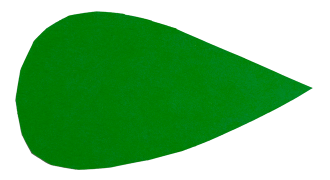 Isolated green oval made of matte paper on white background