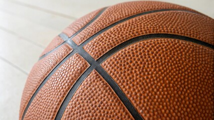 Obraz premium Clean Basketball Surface on White Court Background Showing Detailed Pebbled Texture Clearly