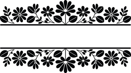Black Floral Border Frame Vector Design| Damask graphic ornament| Monochrome background with frame 