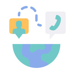 world people calling flat style