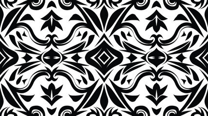 Fototapeta premium Tribal Tattoo Seamless Pattern| Vector geometric seamless pattern| Modern geometric background with abstract shapes| Endless abstract texture