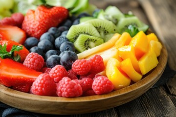 Colorful fruit platter, various fresh cuts