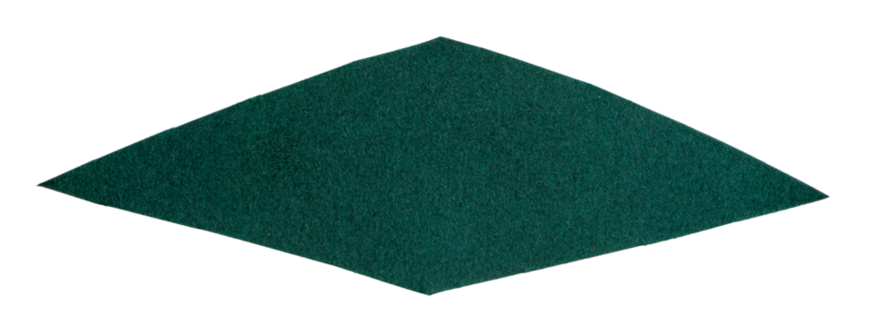 Isolated green rhombus made of matte paper on white background