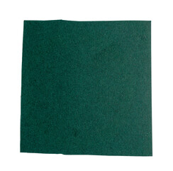 Isolated green square of matte paper on white background