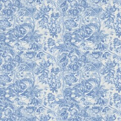 Vintage Floral Blue Fabric Pattern - Seamless Background for Designs and Decorative Art.