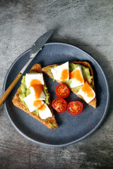 Healthy still life avocado toast