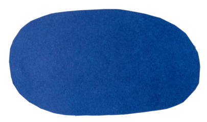 Isolated blue oval made of matte paper on white background