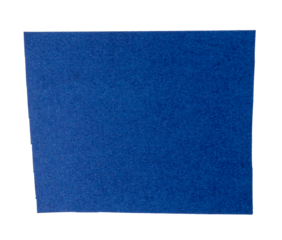 Isolated blue square of matte paper on white background