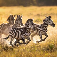 Fototapeta premium Zebra on the Open Plains Under Vast Skies, Peaceful Wildlife Scene with Natural Grace, Freedom, and African Charm