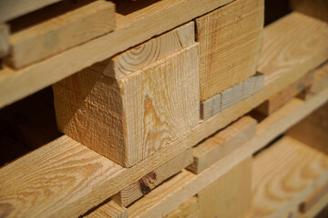 Stacked Wooden Pallets Highlighting Texture and Industrial Utility