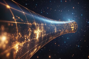 golden lights on the stage of space