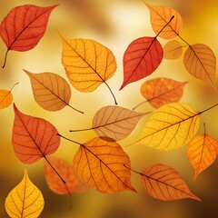 Autumn Leaves Golden, Orange and Red Foliage, Fall Season Aesthetic, Background Image.