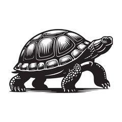 Recognizable Red-Eared Slider silhouette, marked with bright red streaks – Red-Eared Slider illustration – minimalist Red-Eared Slider vector – Reptile silhouette

