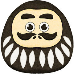 This hand drawn black Daruma Doll