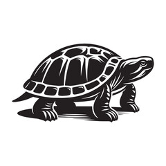 Friendly Red-Eared Slider silhouette, a classic pet turtle form – Red-Eared Slider illustration – minimalist Red-Eared Slider vector – Reptile silhouette

