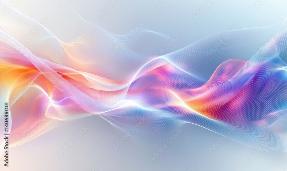 Poster abstract colorful wave patterns with smooth gradients and light effects