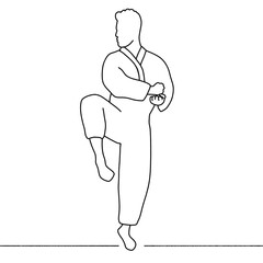 Minimalist line drawing of martial artist in karate pose