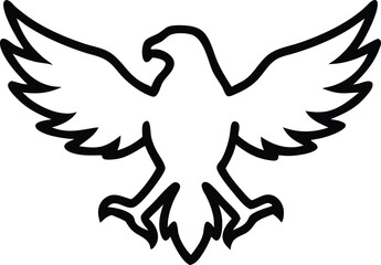 Obraz premium Eagle Silhouette Outline with Open Wings on Transparent Background Design