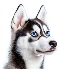 Fototapeta premium Cute and Playful Puppies in Whimsical Settings on White Background