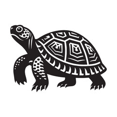 Peaceful Box Turtle silhouette, basking under a patch of sunlight – Box Turtle illustration – Minimalist Box Turtle vector – Reptile silhouette

