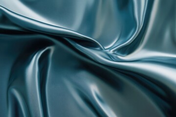 Fototapeta premium Elegant teal silk fabric with soft, flowing drapes and luxurious texture.