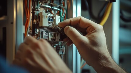 Electrician repairing a malfunctioning light switch. Featuring electrical repair