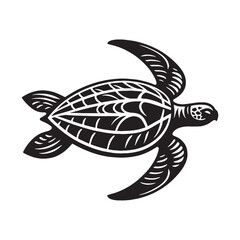 Fototapeta premium Elegant Leatherback Sea Turtle silhouette, floating with ocean grace – Leatherback Sea Turtle illustration – minimalist Leatherback Sea Turtle vector – reptile silhouette