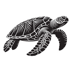 Fototapeta premium Peaceful Leatherback Sea Turtle silhouette, an underwater traveler – Leatherback Sea Turtle illustration – minimalist Leatherback Sea Turtle vector – reptile silhouette
