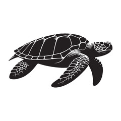 Obraz premium Ancient Leatherback Sea Turtle silhouette, drifting through time – Leatherback Sea Turtle illustration – minimalist Leatherback Sea Turtle vector – reptile silhouette