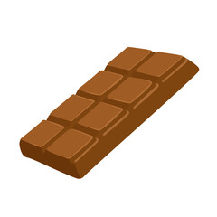 Cute cartoon chocolate bar with simple square segments. Sweet flat dessert vector illustration.