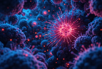 Vibrant Microscopic Virus Illustration
