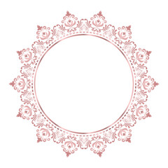 Damask Round Wreath rose gold circular round ornament floral Abstract pattern, Classical Victorian traditional style, illustration Vintage Design, Flower frames, Mandala, Antique, Moroccan frame