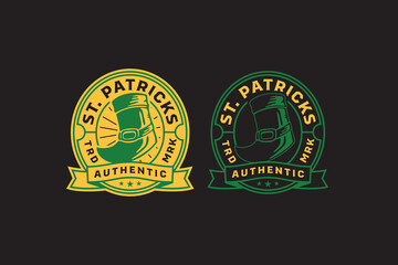 leprechaun boot, patrick shoes retro vintage badge logo vector design collection set for saint patrick's day, event, party, celebration