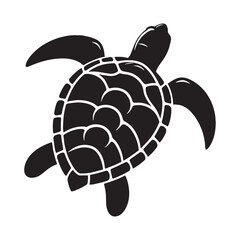 Elegant Painted Turtle silhouette, with beautifully patterned shell – Painted Turtle illustration – Minimalist Painted Turtle vector – Reptile silhouette

