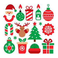 Christmas Holiday Vector Icons Collection in Bright Colors