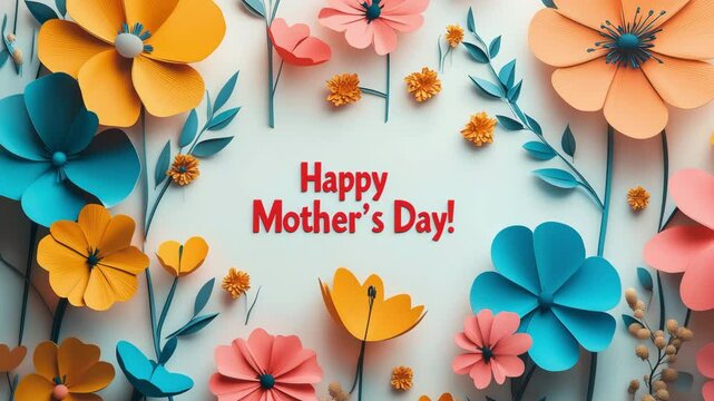 Mother's Day Greeting Card with Flowers, Happy Mother's Day