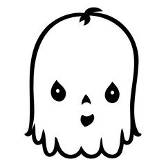 Cute Ghost Character Minimalistic Black and White